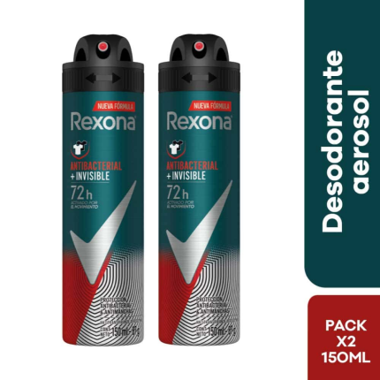Desodorante para Hombre en Aerosol REXONA V8 Frasco 150ml Paquete 2un