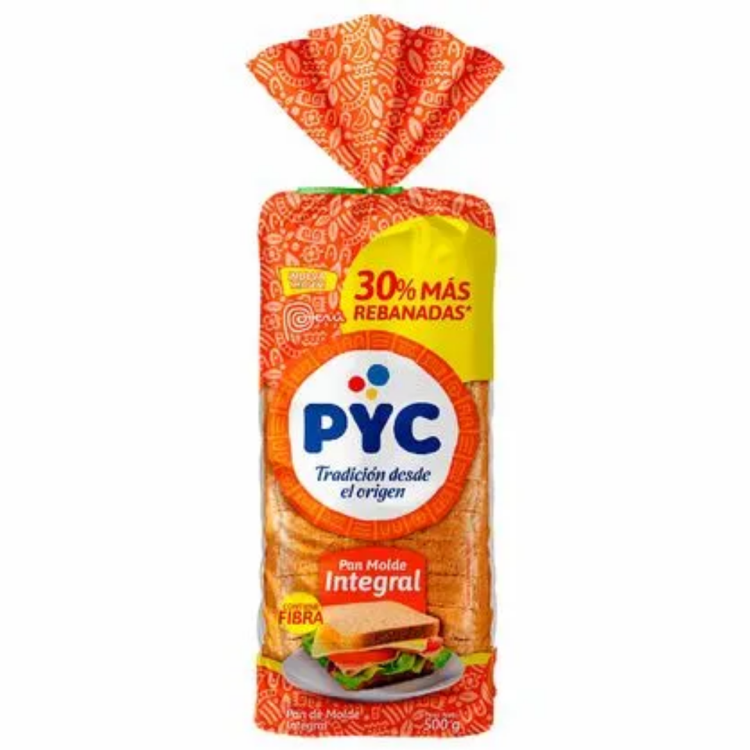 3 Pan de Molde Integral PYC Mediano Bolsa 500g - Imagen 1