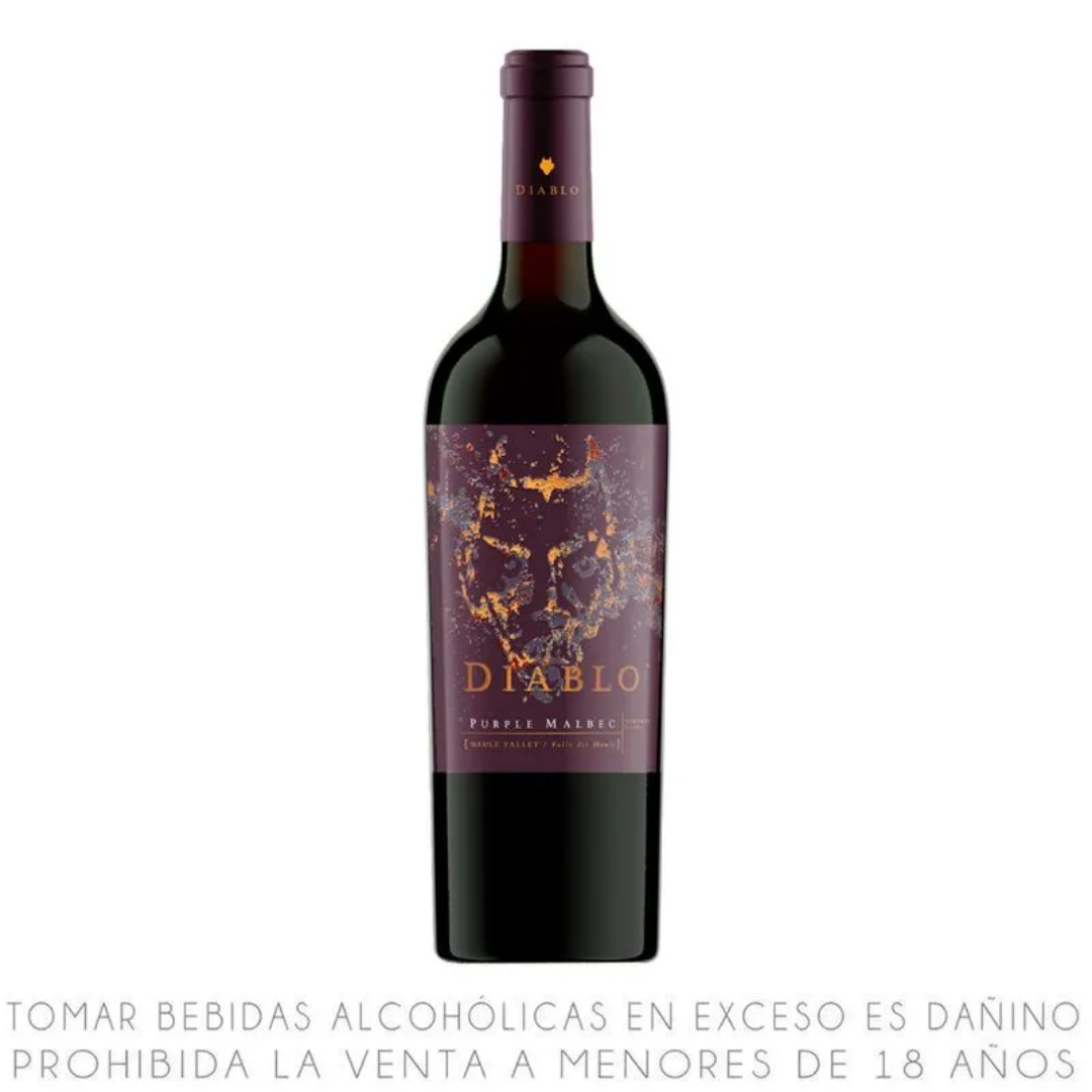 36 Vino Tinto Malbec Diablo Purple Malbec Botella 750ml - Imagen 1